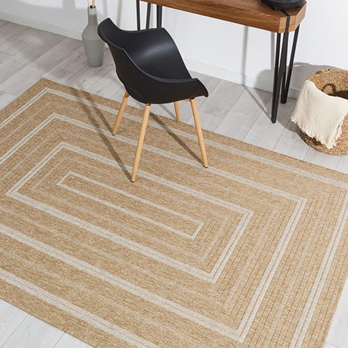 Tapis aspect Jute naturel avec motifs blanc 80x150 - Gaia