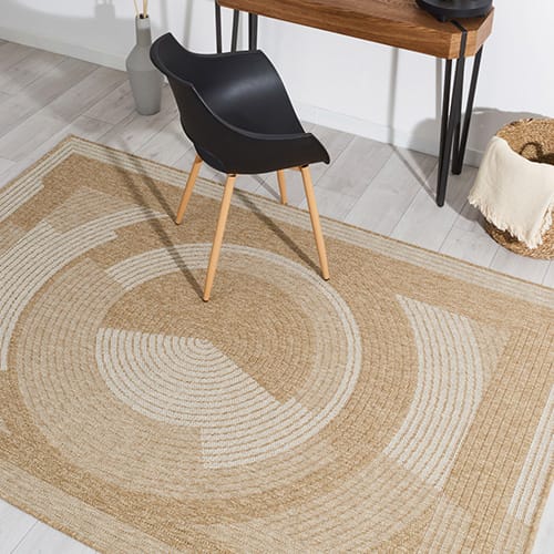 Tapis aspect Jute naturel avec motif blanc 200x290 - Noa - Homifab