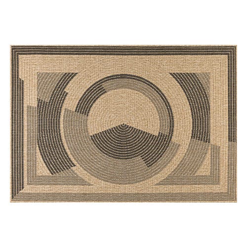 Tapis aspect Jute naturel avec motifs noir 200x290 - Noa