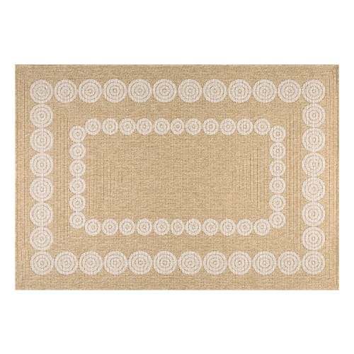 Tapis aspect Jute naturel avec motif blanc 160x230 - Tullia