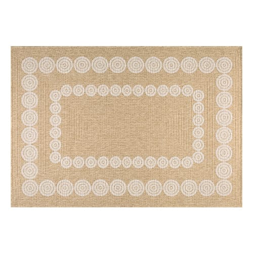 Tapis aspect Jute naturel avec motif blanc 160x230 - Tullia