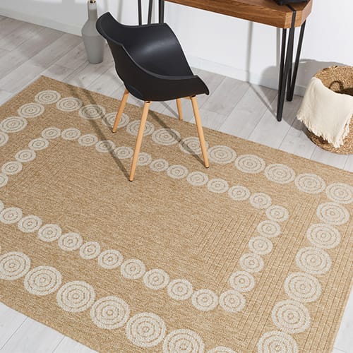 Tapis aspect Jute naturel avec motif blanc 160x230 - Tullia