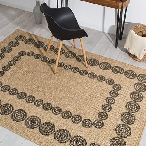 Tapis aspect Jute naturel avec motifs noir 160x230 - Tullia