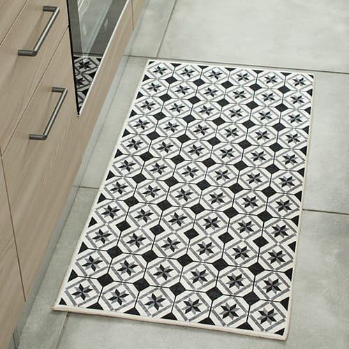 Tapis de cuisine carreaux de ciment Noir 50x100 - Uvita