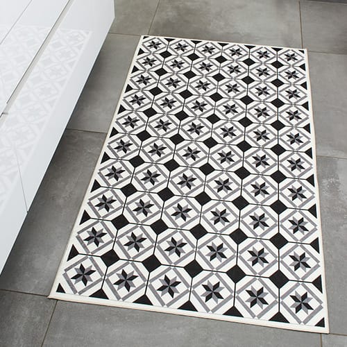 Tapis de cuisine carreaux de ciment Noir 80x150 - Uvita