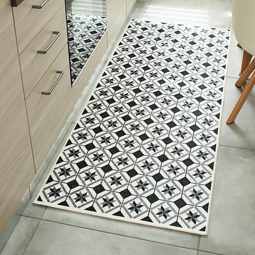 Tapis de cuisine carreaux de ciment Noir 70x180 - Uvita