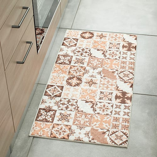 Tapis de cuisine carreaux de ciment Orange 50x100 - Mérida