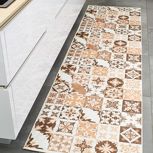 Tapis de cuisine carreaux de ciment Orange 80x300 - Mérida