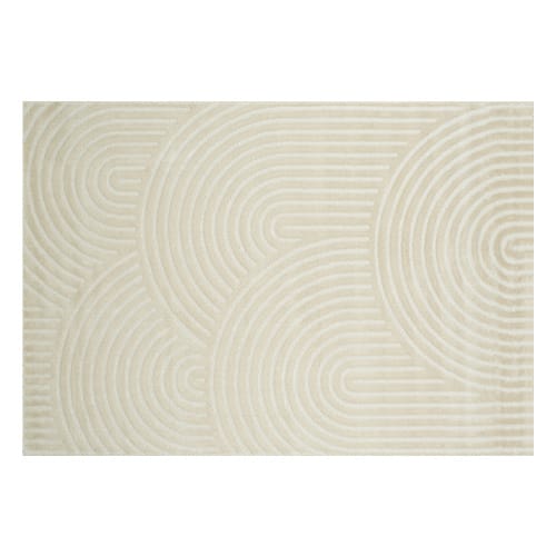 Tapis aspect Jute naturel avec motif blanc 200x290 - Noa - Homifab