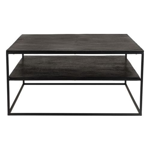 Table basse 80x80cm aluminium noir pieds métal JOHAN