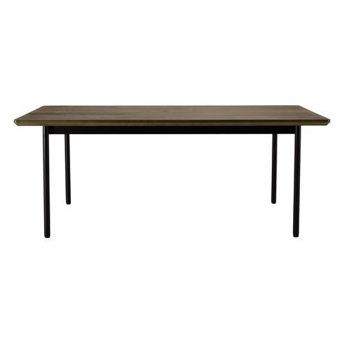 Table à manger rectang. marron foncé 200x100cm pieds métal noir ALMA