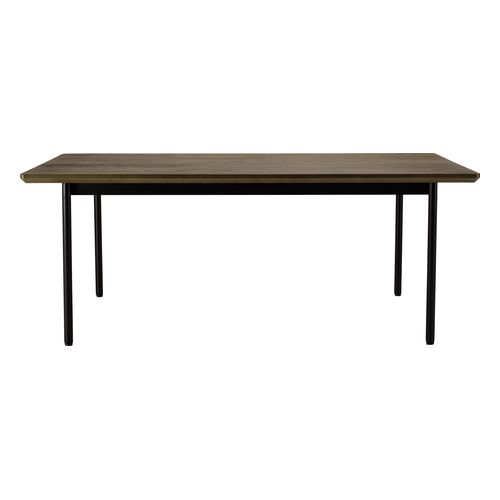 Table à manger rectangulaire marron foncé 200cm pieds métal noir - Alma