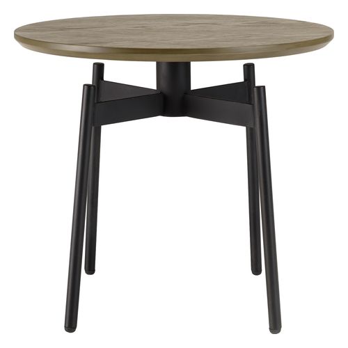 Table d’appoint ronde marron foncé 55x55cm pieds métal noir ALMA