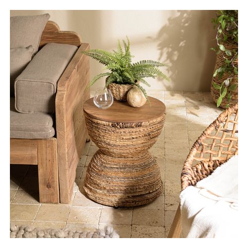 Tabouret assise en bois de teck recyclé SIXTINE