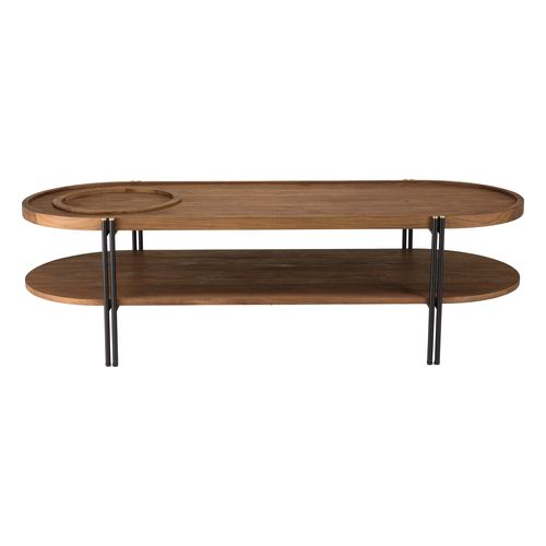 Table basse ovale 2 niveaux plateau amovible SIXTINE