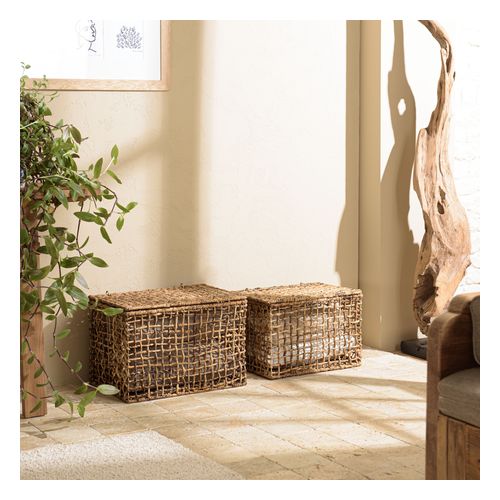 Set de 2 paniers de rangement en tissage naturel ajouré - Sixtine