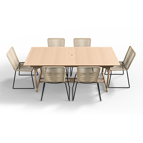 Ensemble table de jardin extensible 6 à 12 personnes Mykonos + 6 chaises Erin
