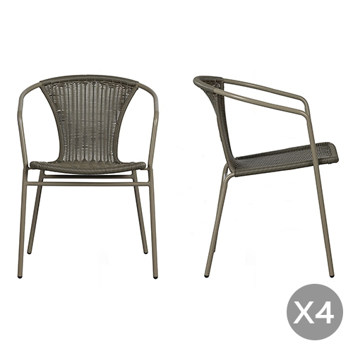 Lot de 4 chaises de jardin en rotin tressé jungle - Weston