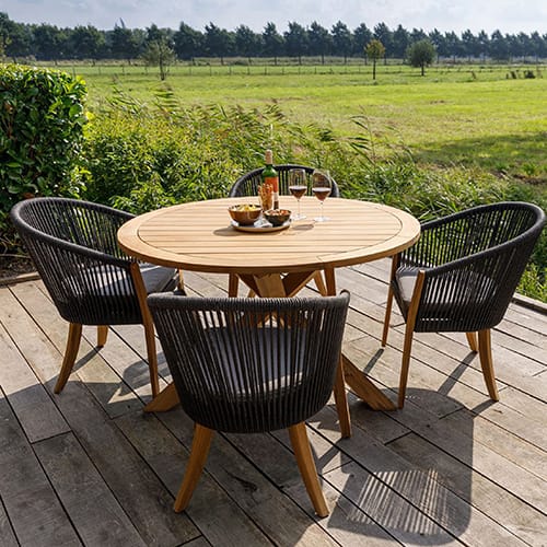 Table de jardin ronde 130cm en teck - Java