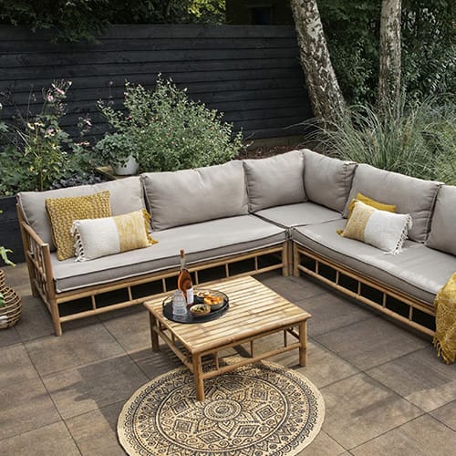 Salon de jardin d'angle en Bambou 5 places - Bamboo