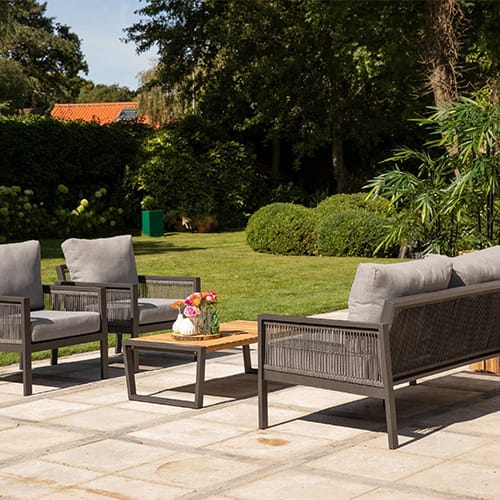 Salon de jardin places en aluminium et cordage anthracite - Sydney