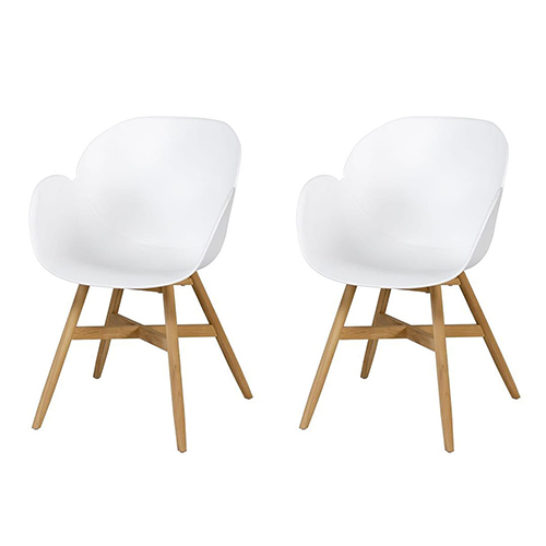 Lot de 2 chaises de jardin scandinave blanche - Tulip