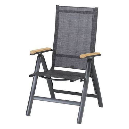 Chaise de jardin dossier réglable en aluminium anthracite - Memphis