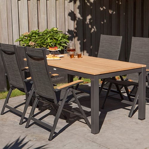 Chaise de jardin dossier réglable en aluminium anthracite - Memphis