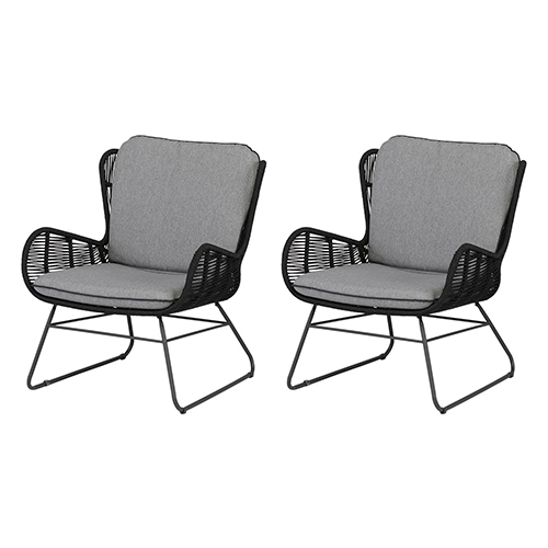 Lot de 2 fauteuils de jardin en cordage anthracite - Grace