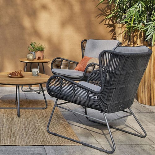 Lot de 2 fauteuils de jardin en cordage anthracite - Grace