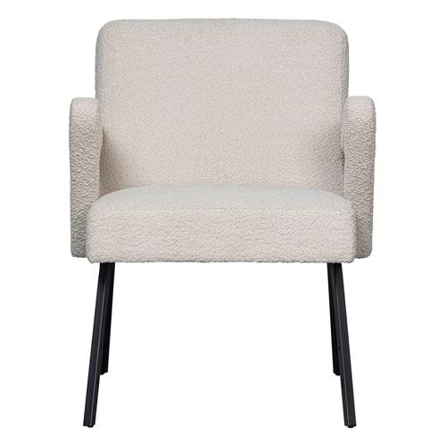 Fauteuil vintage en tissu bouclé écru - Clark
