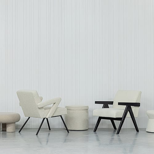 Fauteuil vintage en tissu bouclé écru - Clark
