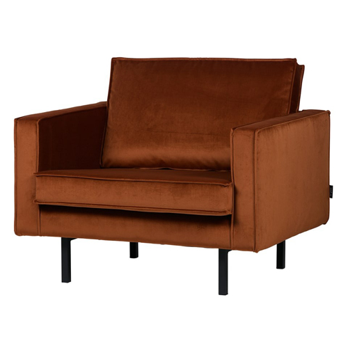 Fauteuil en velours rouille - Rodeo