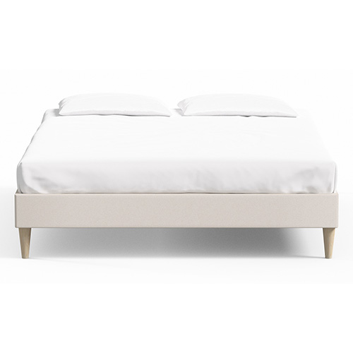 Lit adulte 160x200 en velours beige - Dina