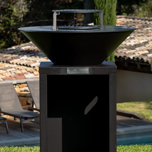 Brasero de jardin 50x50 avec plaque diamètre 80 cm - acier Noir - Brasero Fire