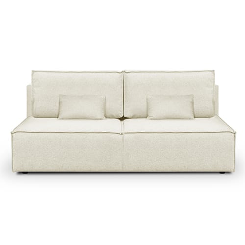 Canapé convertible 3 places avec coffre de rangement en tissu ivoire - Milla New