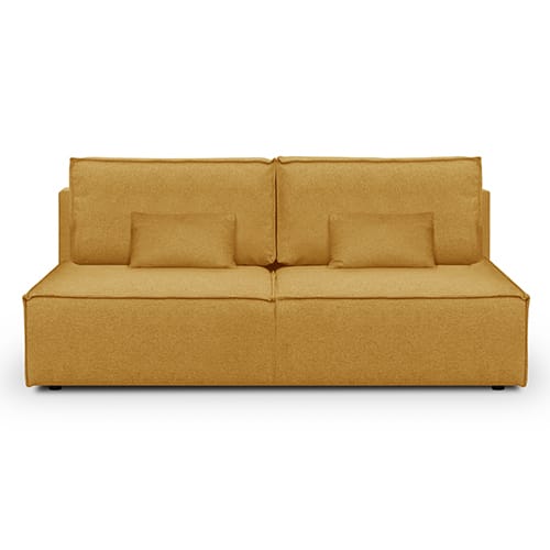 Canapé convertible 3 places avec coffre de rangement en tissu jaune moutarde - Milla New