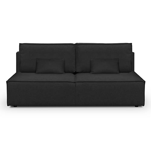 Canapé convertible 3 places avec coffre de rangement en tissu noir - Milla New