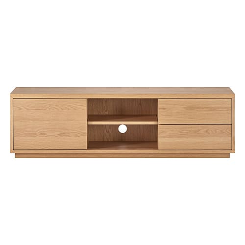 Meuble TV 1 porte 2 tiroirs placage chêne/frêne 150 cm - Odda