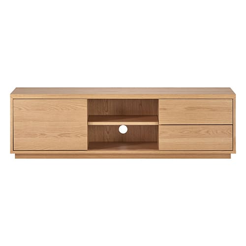 Meuble TV 1 porte 2 tiroirs placage chêne/frêne 150 cm - Odda