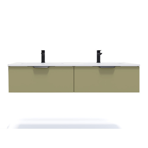 Meuble de salle de bains 140 cm Olive - 2 tiroirs - double vasque - Loft