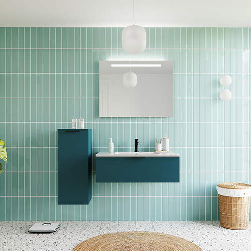 Meuble de salle de bains 90 cm Tropical - 1 tiroir - simple vasque - Loft