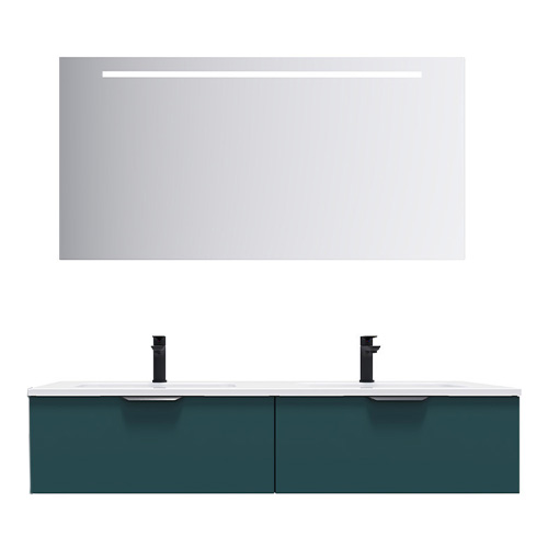 Meuble de salle de bains 140 cm Tropical - 2 tiroirs - double vasque + miroir - Loft