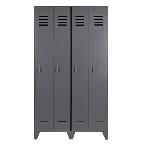 Vestiaire 2 portes droites en pin anthracite – Collection Stijn