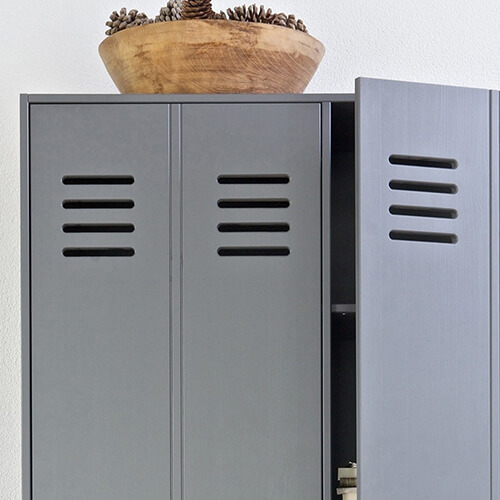 Vestiaire 2 portes droites en pin anthracite – Collection Stijn