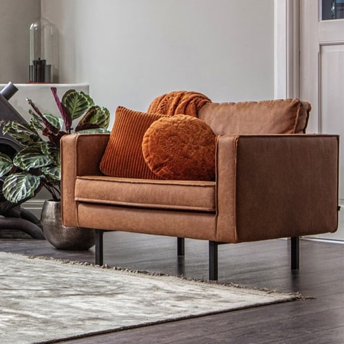 Fauteuil en cuir recyclé cognac - Rodeo