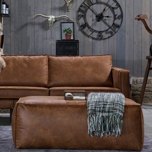 Pouf 43x120 cognac - Rodeo