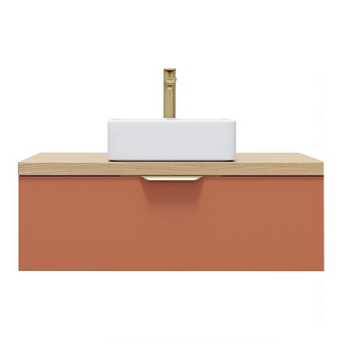 Meuble de salle de bain suspendu vasque à poser 90cm 1 tiroir Terracotta - Venice
