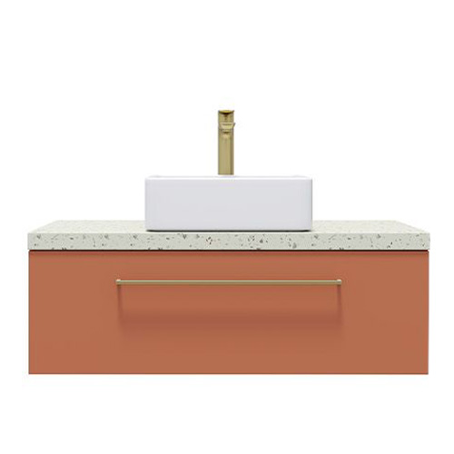 Meuble de salle de bain suspendu vasque à poser 90cm 1 tiroir Terracotta - Osmose