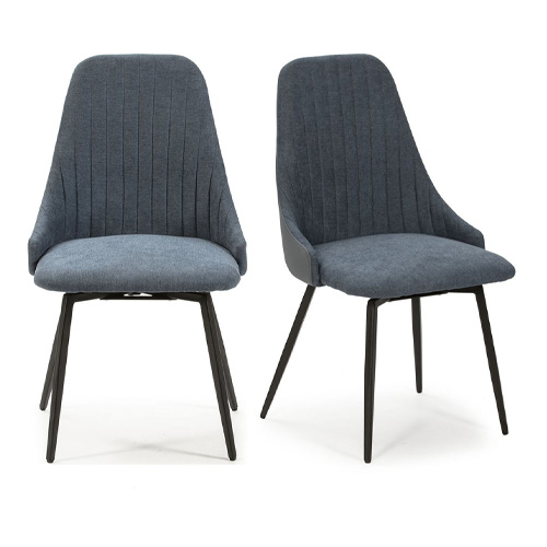 Lot de 2 chaises pivotantes en tissu bleu - Baia